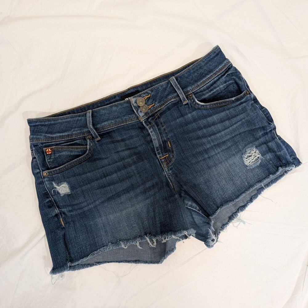 Hudson dark wash cutoff denim shorts, size 28